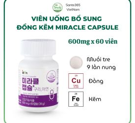 Sante365 Viên uống bổ sung Đồng, Kẽm Miracle Capsule Hộp 30 viên (18g)